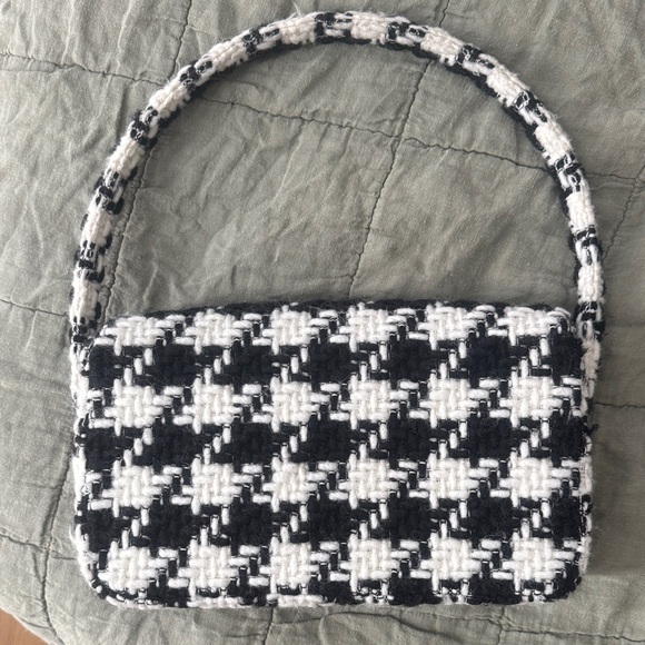 Anine Bing Nico Black and White Tweed Handbag - Picture 2 of 6